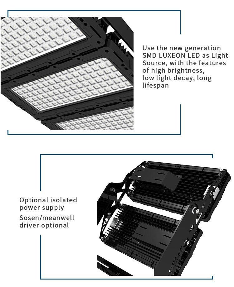 High Power High Lumen Portable Dimmable DMX Tennis Court Outdoor Waterproof Sport Stadium LED Flood Light