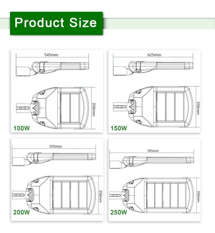 Waterproof IP66 Street Lighting for Outdoor Lighting Lm79 Lm80 TM21 150W LED Street Light