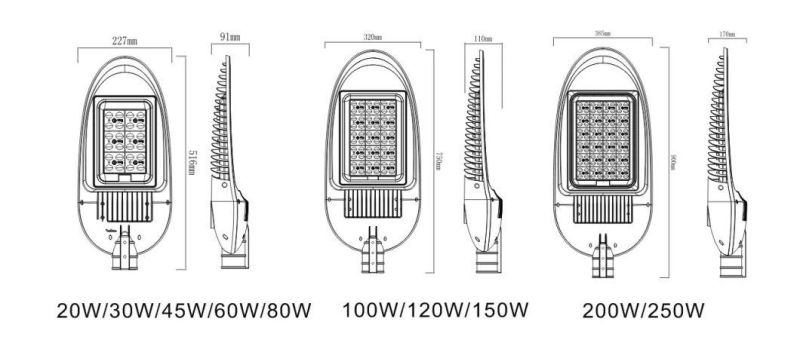 High Brightness Street Lighting Aluminum Shell Body 5 Years Warranty LED 100W Street Light