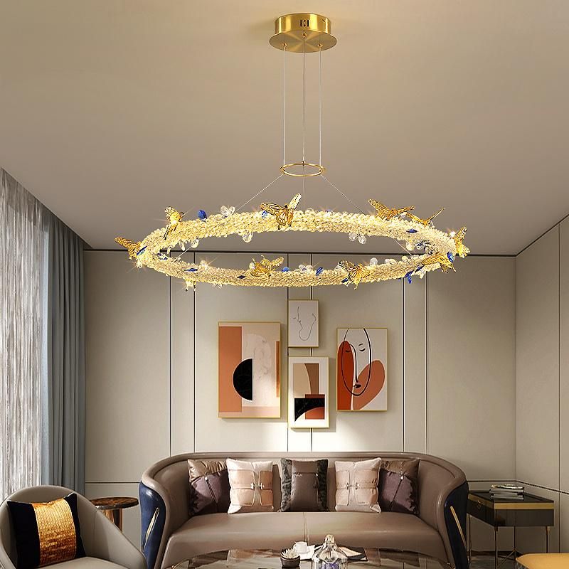 2022 Nordic Style Garland Style Bedroom Living Room Dining Room Crystal Golden Hanging Chandelier