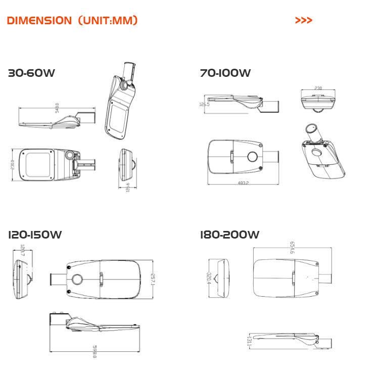 CB ENEC CE Rhos Certification Outdoor IP66 30W 40W 50W 60W LED Street Light