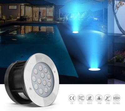 12W 24V DMX512 Control LED Underwater Light IP68 Stainless Steel LED Ground Light Pool Lighting