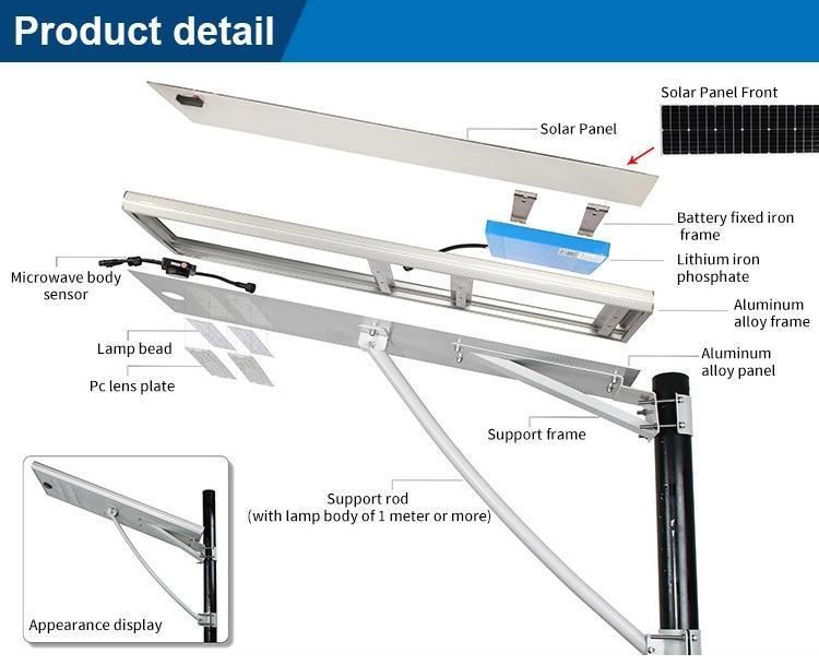 3years Warranty 50000 Hours High Lumens 30W-80W New Design Aluminium Garden Outdoor Waterproof IP65 All in One Smart Solar Light LED Solar Street Light CS-Ytld3