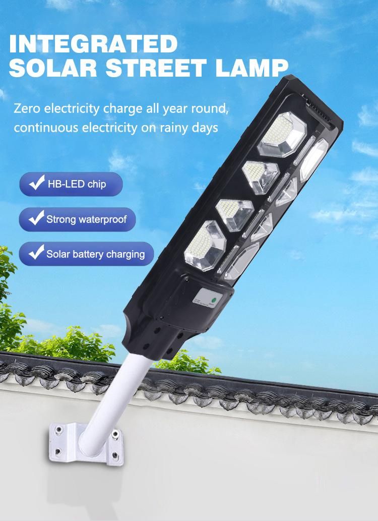 Solar Integrated Street Lamp Polycrystalline Silicon Solar Panel Radar Sensor and Light Control 100W Full Electric Lighting for 13 Hours
