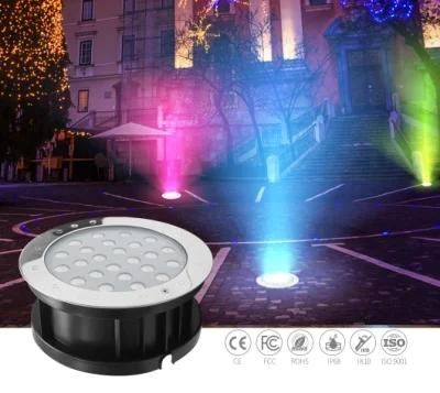 18W 24V DMX512 Control LED Underwater Light Structure Waterproof Stainless Steel LED Ground Light Pool Lighting