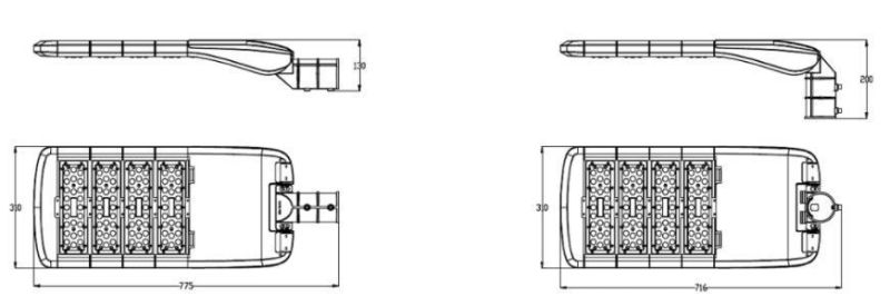 IP66 Waterproof Road Lamp 100W-300W Adjustable Outdoor LED Street Light with Photocell Sensor