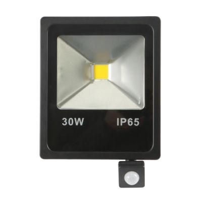 Warm White (3000K) Aluminum Waterproof LED Flood Light with Sensor 30W 100lm/W IP65