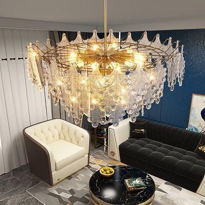 2022 Ring Chandelier for Living Room Pendant Light 25W LED Copper Luminous Glass Lamp Decorative Lighting Style