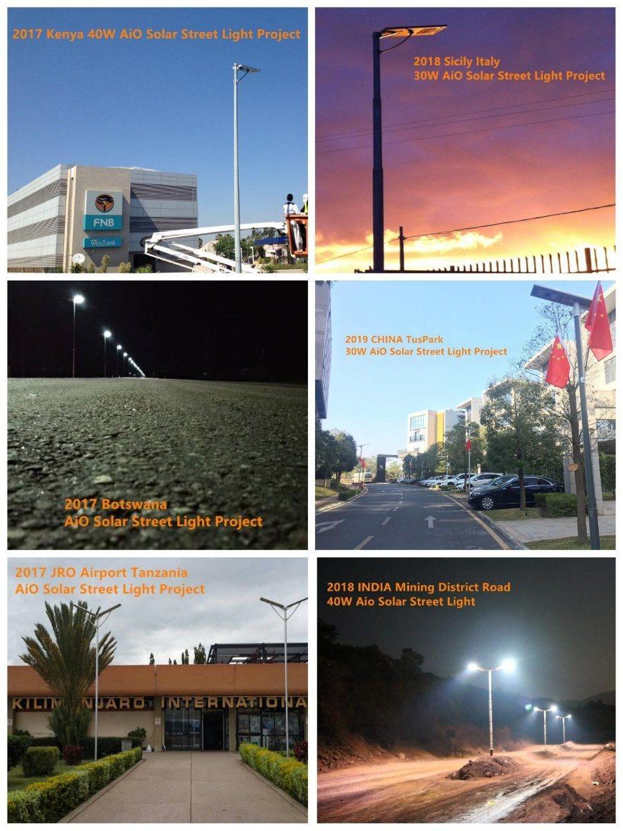 Cool White 6000K Color Temp 20W Integrated Solar LED Street Light All in One LED Road Lighting Outdoor Lamp