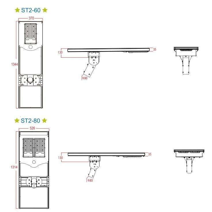 Solar Powered Street Lighting LED Lamp 80W