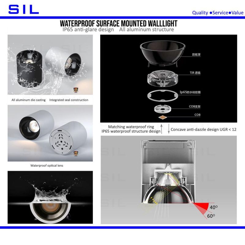 Modern Design Aluminum Structured Wall Washer Lights 15W LED Wall Light