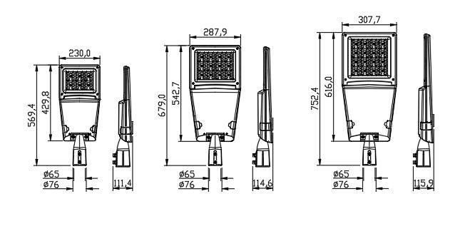 Public Luminaire Lighting High Brightness Aluminum AC 45 W Outdoor LED Public Light