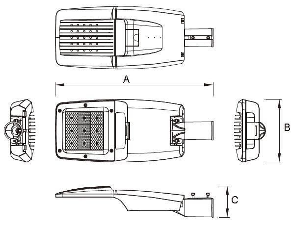 150W Poles Mounted LED Street Light Fixtures