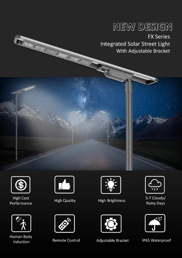 Waterproof 12V Solar 170lm/W Aluminum Integrated 100W LED Street Light