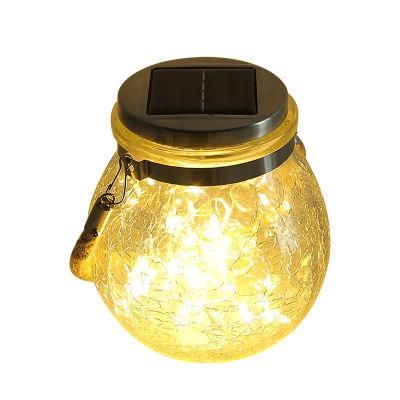 Creative Solar Garden Lights Outdoor Decorative Yard LED Solar Yellow Flame Lamp Mason Jar Lights Glass Bottle Hanging Lantern