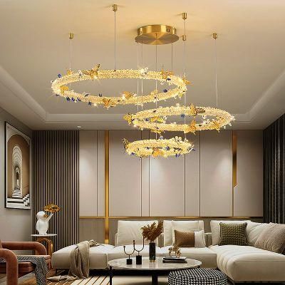 2022 Nordic Style Garland Style Bedroom Living Room Dining Room Crystal Golden Hanging Chandelier