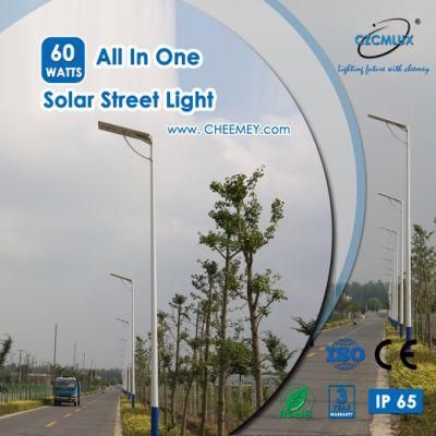 60W PIR Sensor Solar LED Street Light for Project