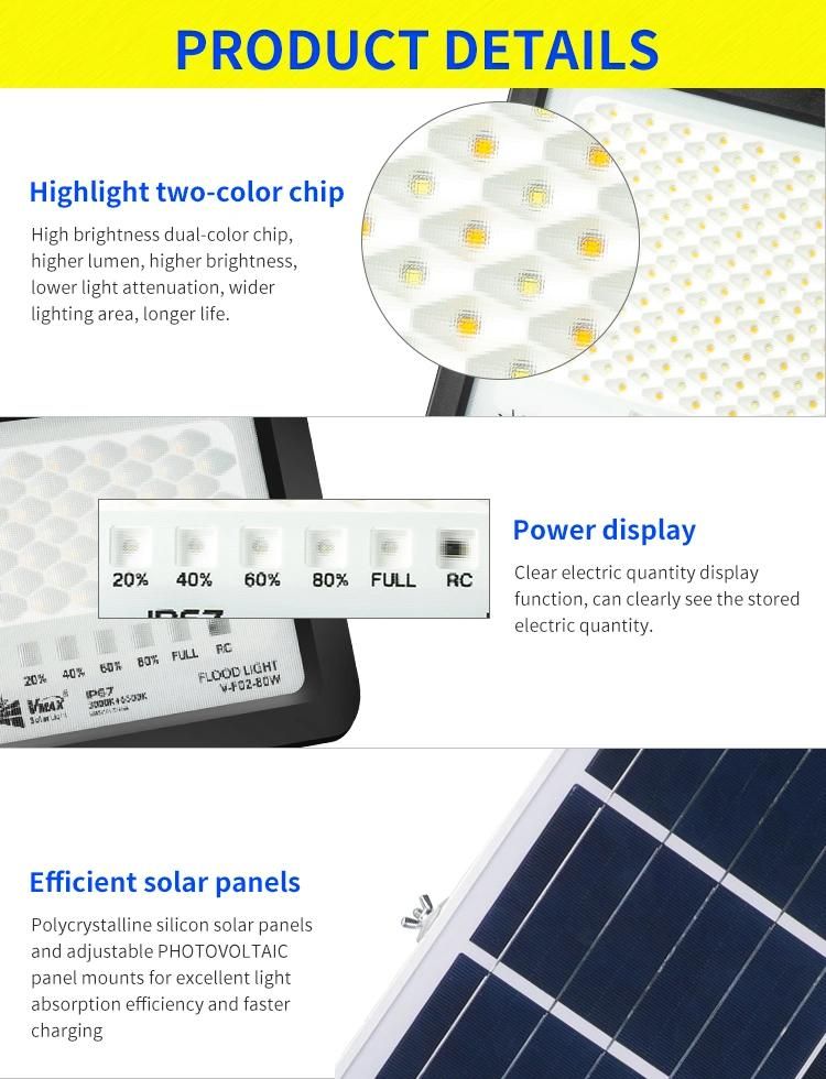 Bspro High Efficiency Super Bright IP65 Waterproof 80W 300W 400W Outdoor LED Solar Panel Flood Lights