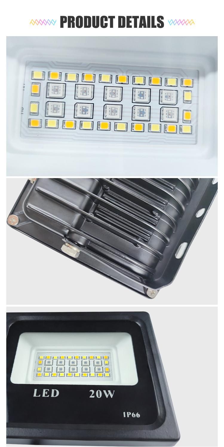 Die-Casting Aluminum 20W RGB Smart Flood Lights with AC85~265V