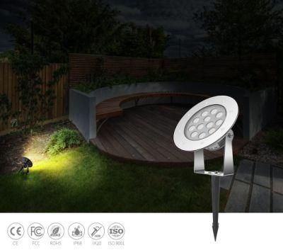 12W DC24V DMX512 Color Changing LED Spot Garden Spike Lights with CE RoHS Ik10 IP68