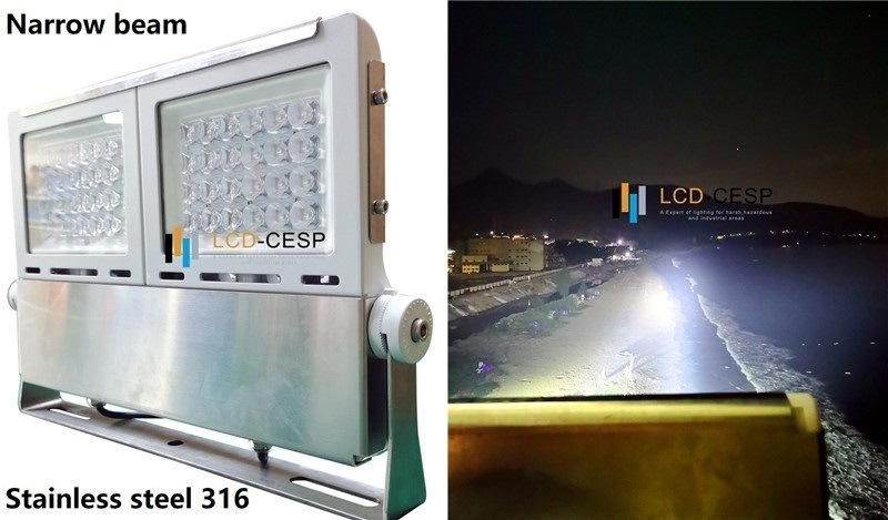 2 Degree Optic 600W Stainless Steel Marine LED Flood Light 6500K Cool White (water proof IP68) LED Searchlight for 3000 Meters Lighting