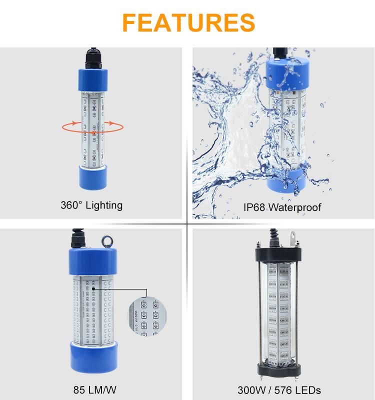 200W High Efficiency Underwater Fishing Tool LED Fishing Light