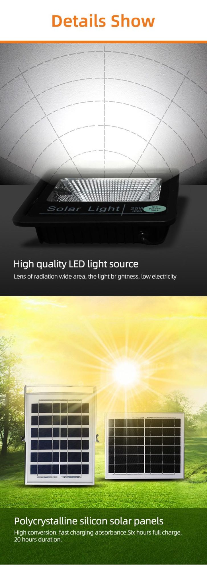 Bspro High Quality Competitive Price Solar Flood Light Energy Saving LED Solar Panel Flood Light