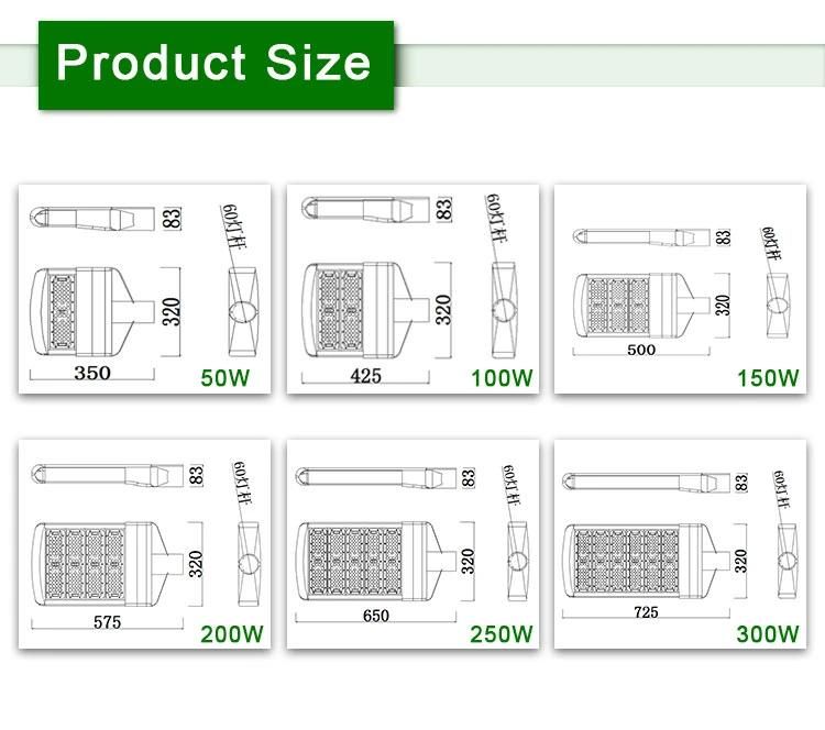 250W New Product High Brightness Dimmable Waterproof Outdoor LED Street Light