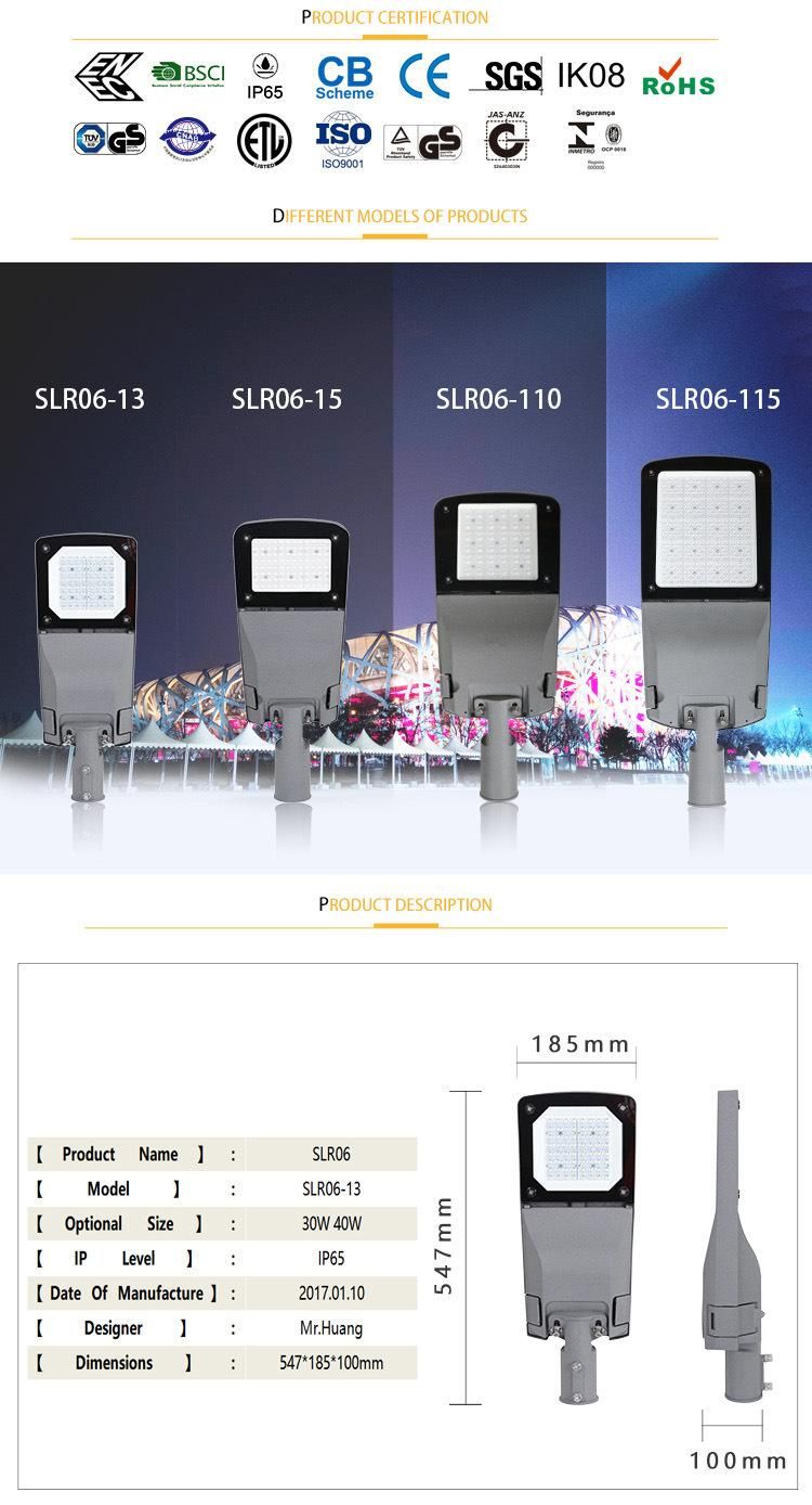 40W IP65 2700-6500K Waterproof CE Street LED Light