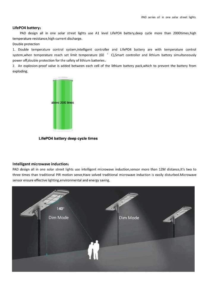 Wholesale IP68 LiFePO4 Battery Integrated 120W Solar LED Street Light with Sensor
