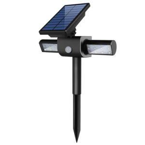 Waterproof Heatproof 360 Degree Rotatable Dual Head Double Side Rotation Solar Lawn Light Solar Garden Lamp