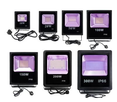Waterproof Black Lamp 10W 30W 50W 100W 150W 200W 365nm 395nm 405nm Purple UV LED Flood Light for Curing