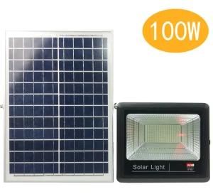 100W Outdoor Industrial Solar Panel LED Flood Productor Light with Remote Controller High Power Street Canoy High Bay Wall Garden Ceiling Lamp