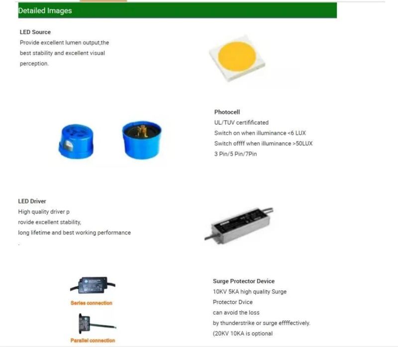 Outdoor Aluminum 30W/50W/80W/100W/120W/150W/200W/250W LED Street Light Fixtures