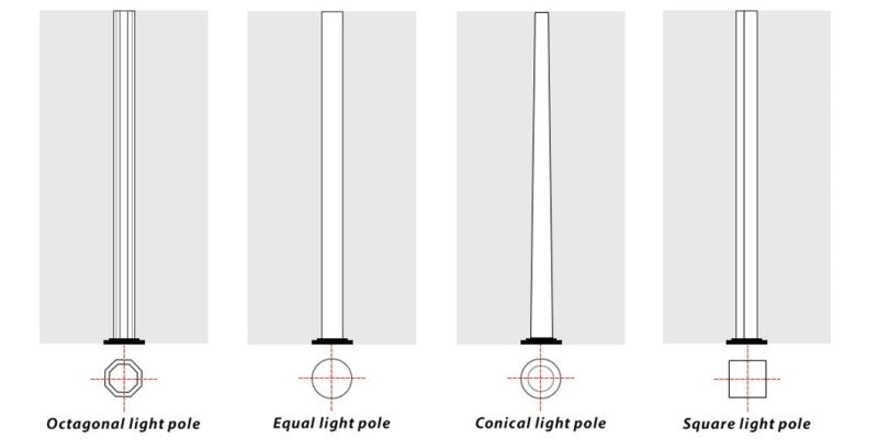 6 Meters Galvanized Steel Used Solar LED Street Light Pole Square Pole