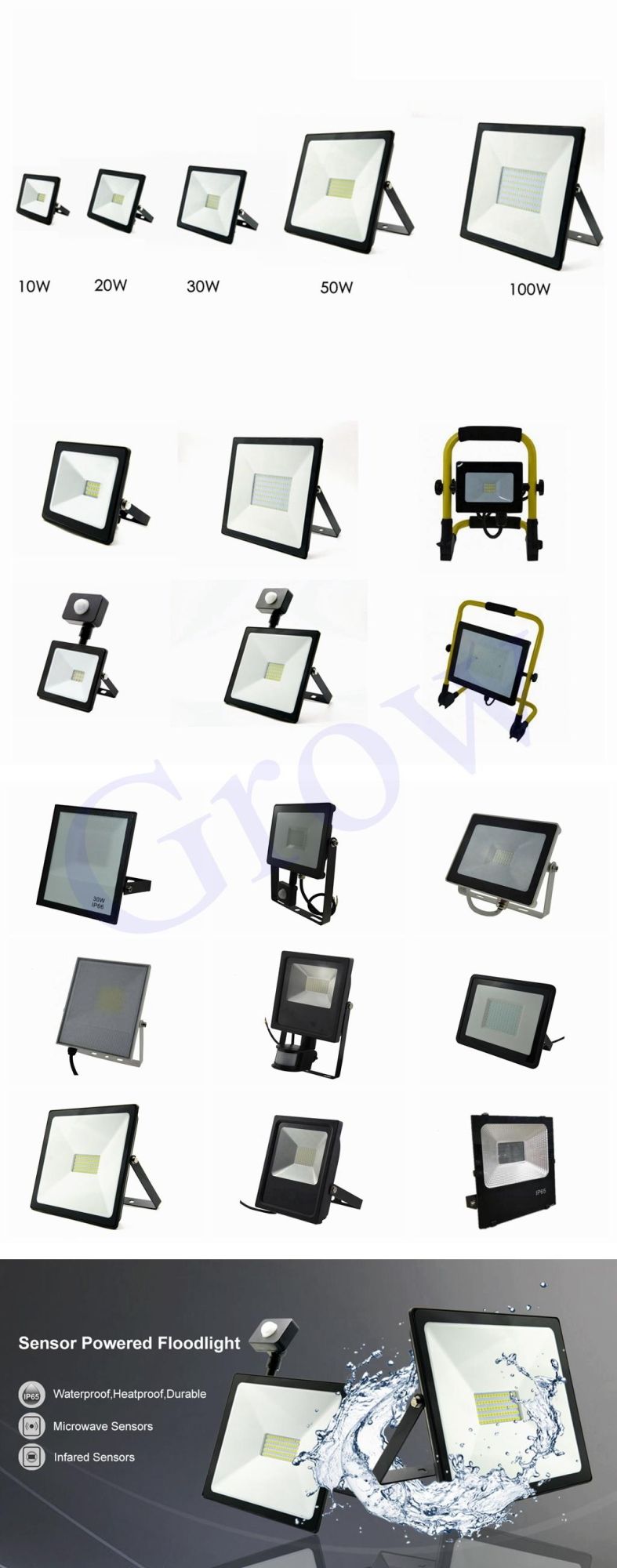 LED High Power Outdoor Floodlight 50W for Industrial/Tunnel Lighting with GS/CB/IEC/CE/SAA