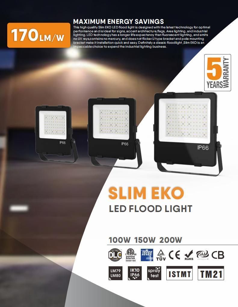 LED Lighting Supply Competitive Price Slim 170lm/W 150W Flood Light LED
