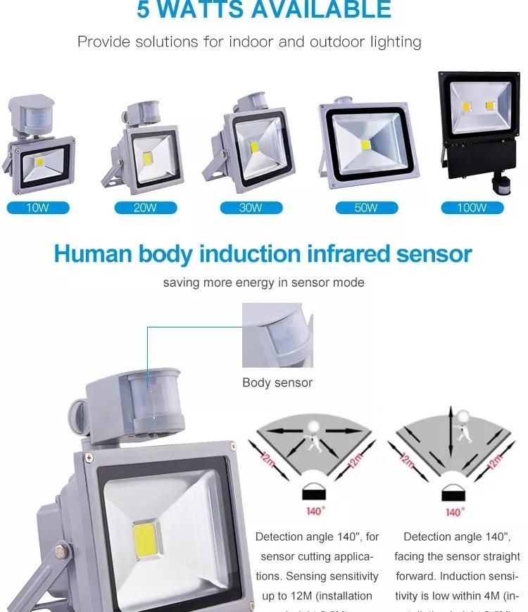 Human Body Flood Light Induction Projection Corridor Infrared Spotlight 10W Garage Outdoor Light Controlled Floodlight