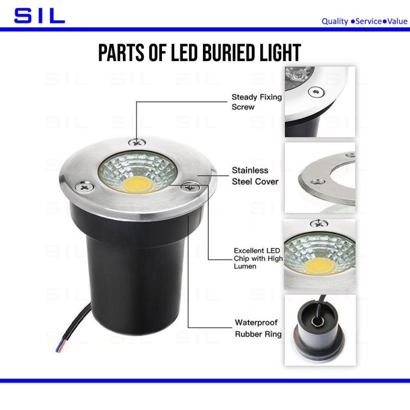 Stainless Steel IP68 5W LED Buried Light LED Inground Light LED Underground Light