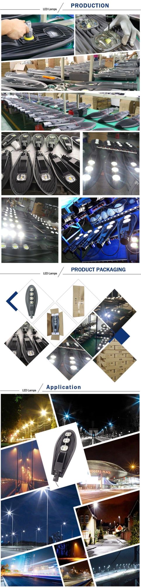 Factory COB Module LED Street Light Die-Cast Aluminum Lamp Body 100W