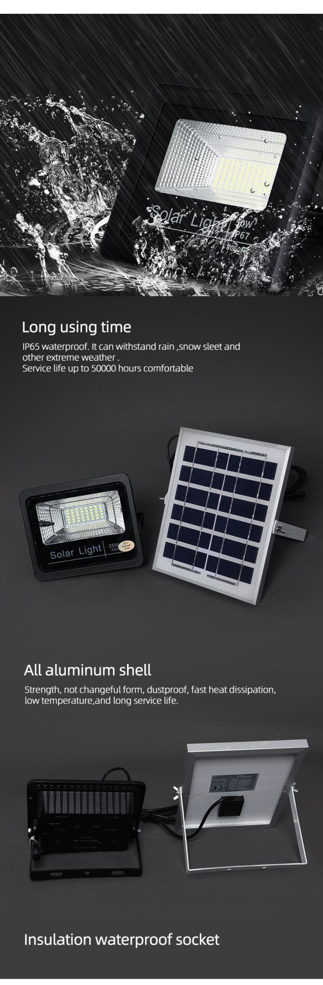 Bspro High Quality Competitive Price Solar Flood Light Energy Saving LED Solar Panel Flood Light