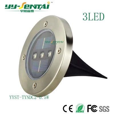 Outdoor Solar Lawn Lamp Insert Floor Lamp Waterproof Garden Lamp 3LED Buried Lamp