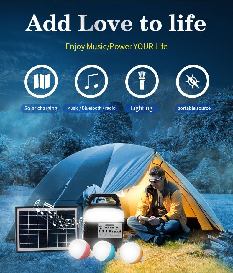 Portable Solar System Camping Lamp Power Supply Micro Generator Household Emergency Lamp Multi-Functional Solar Modulation