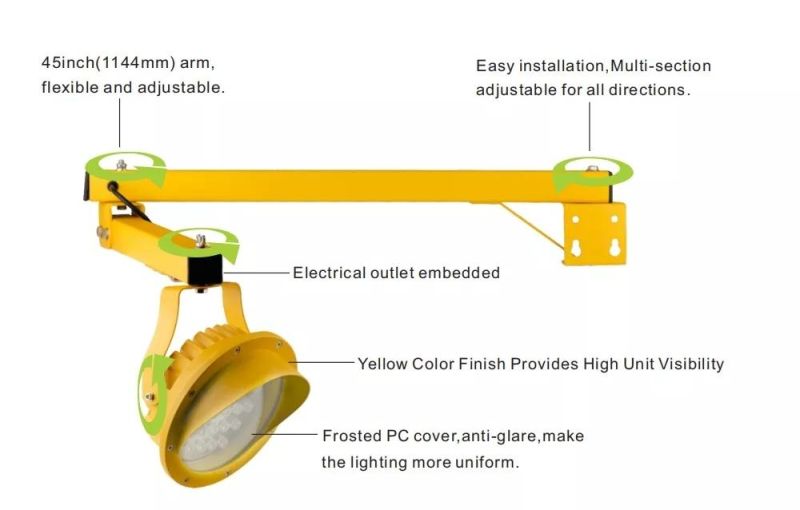 30W LED Loading Dock Lights IP65 5000K with Arm 3300lm for Dock Lighting