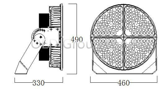 5 Years Warranty IP66 MW Driver 600W Airport Lighting LED Round Shape Square Flood Lighting