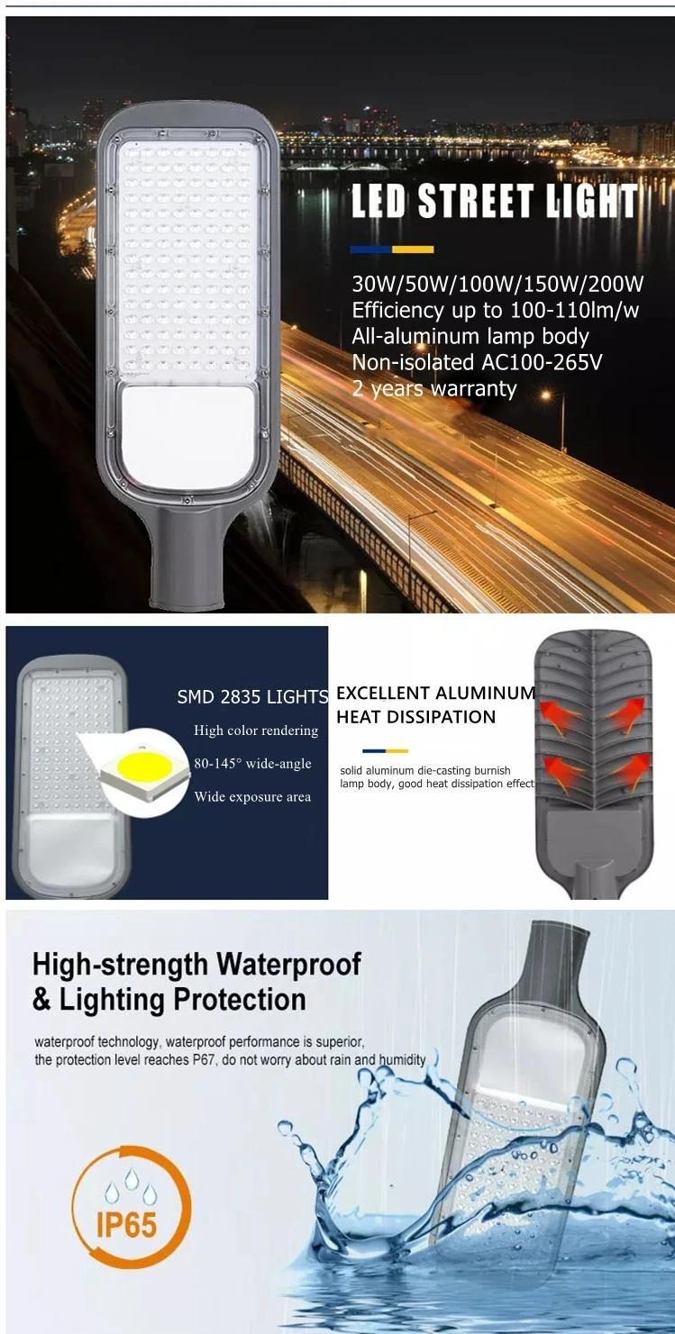 Die-Casting Aluminum Housing Optical Lens CRI>80 30W LED Street Light