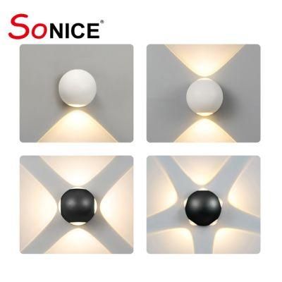 High Luminous Household Hotel Corridor Garden Die Casting Aluminium Ball Shape Black Outdoor LED Wall Light