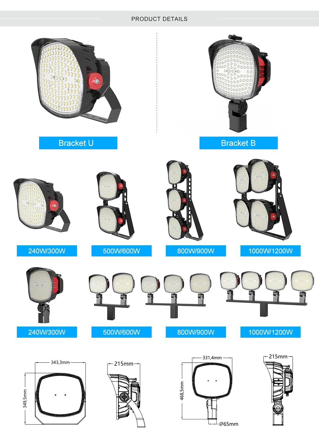 Romanso 240W~1200W 150lm/W and 2700K-6500K IP66 Waterproof Football Stadium Flood Light