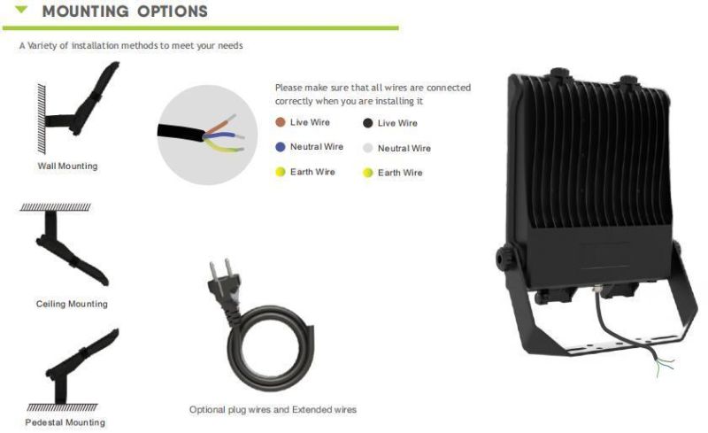 New Design IP66 Ik08 Indoor Outdoor Light 100W LED Flood Light