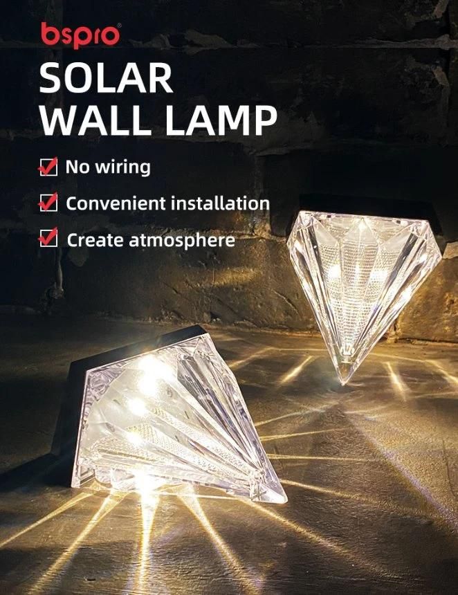 Bspro Outdoor Lamp ABS Waterproof LED Pillar Lighting Lights Solar Powered Garden Light